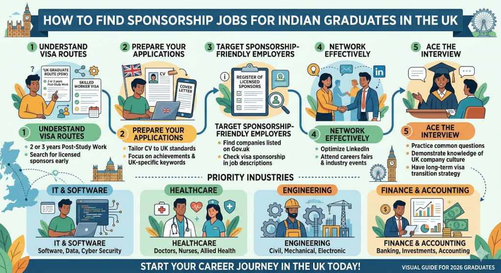 Career pathway for Indian students looking for sponsored jobs in the UK