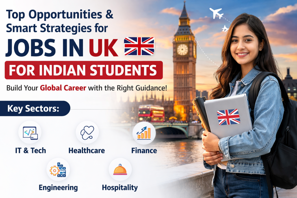 Top opportunities and strategies for jobs in UK for Indian students with key sectors like IT, healthcare, finance, engineering, and hospitality