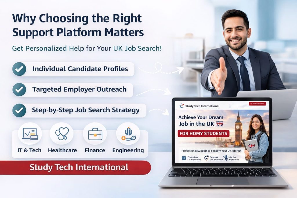 Personalized job search platform for jobs in UK for Indian students with structured guidance and targeted employer outreach