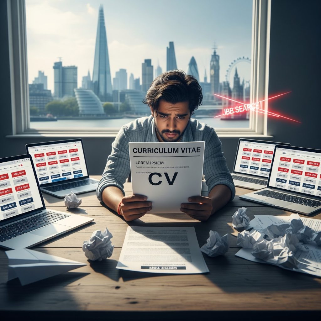 An illustration of the common problems faced by Indian applicants when seeking UK visa sponsorship jobs for Indians 2026, including applying with a generic CV, not targeting companies that provide sponsorship, and a lack of proper interview preparation.1