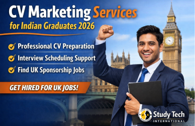 Happy Indian candidate celebrating UK job interview opportunity after CV preparation