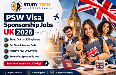 Students discussing career options for PSW Visa Sponsorship Jobs UK 2026 after completing studies in the UK